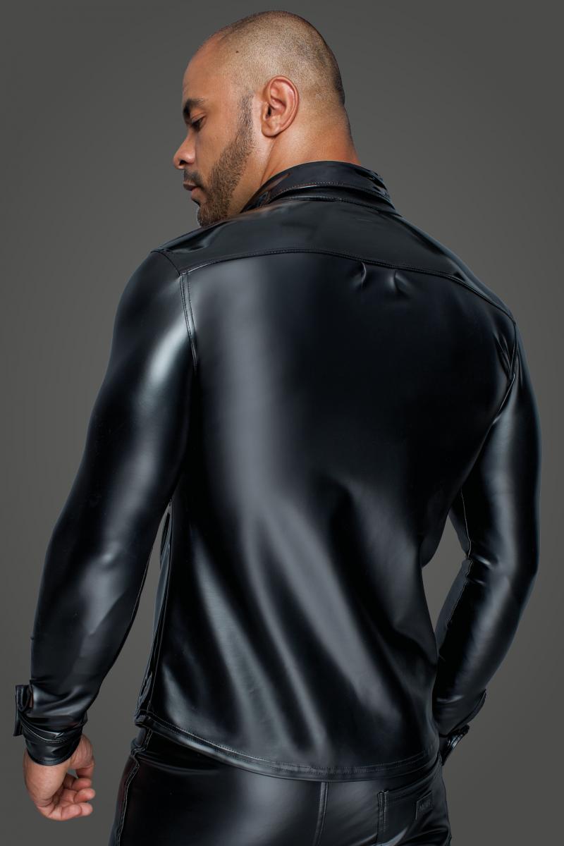 Long-sleeved Powerwetlook & PVC shirt H064- 2XL-1
