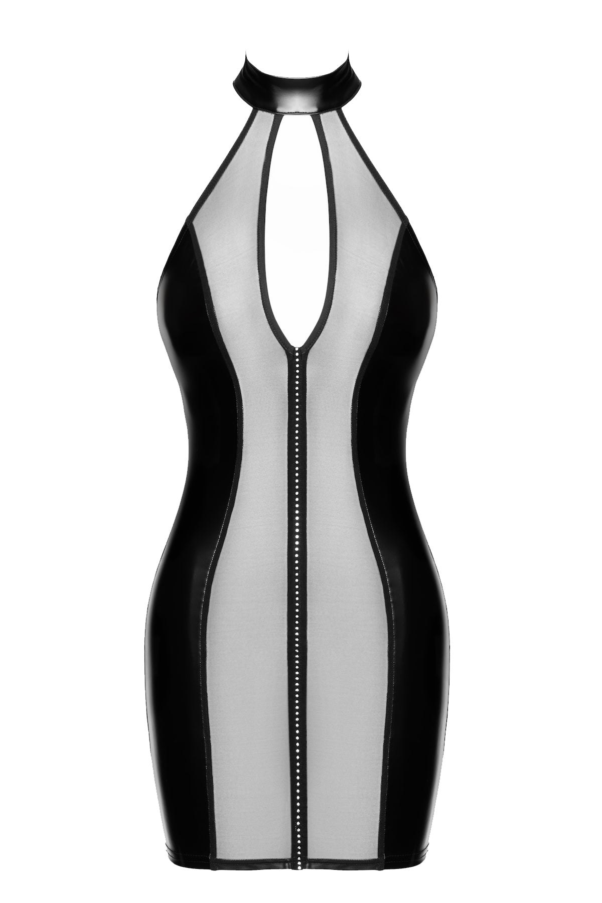 F370 Luxuria Crystal Sheer Mini Dress - 3XL-0