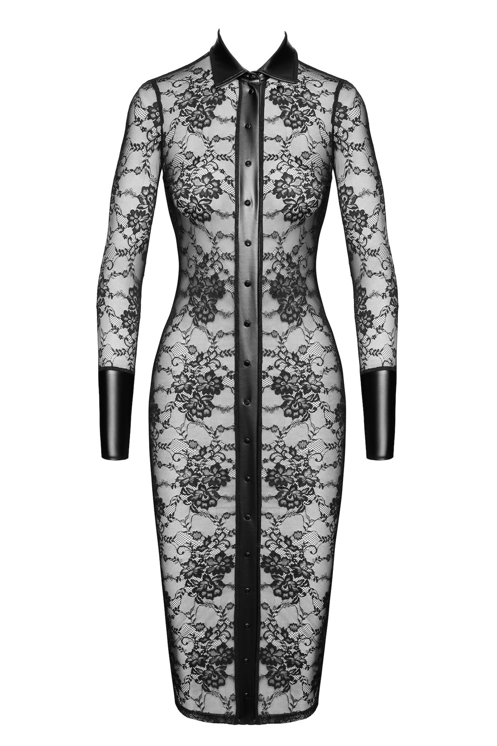 F376 Noirelle Lace Button-up Midi dress - 3XL-0