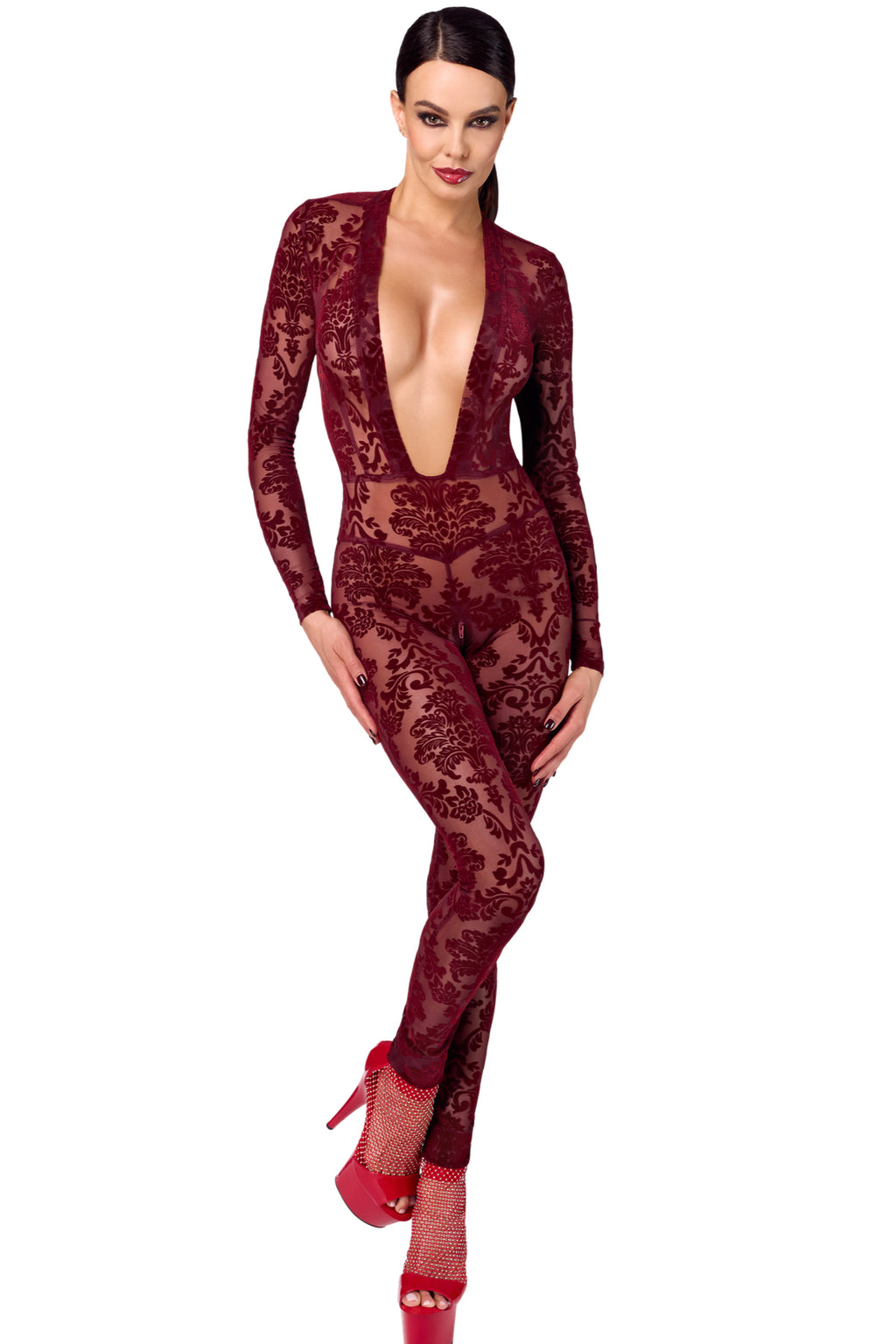 F382 Kink Royal Catsuit red - 3XL-4