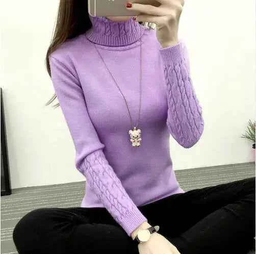 Women's Wool High Neck Fashion Sweater - Slim Fit, Long Sleeves | Winter Warmth