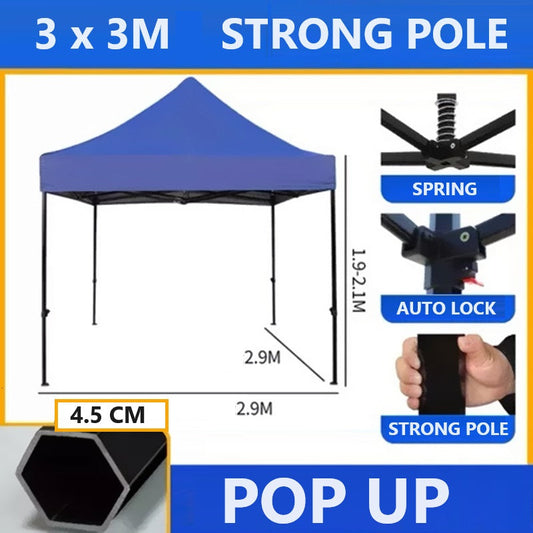 3x3 Strong Outdoor Tent Oxford Gazebo Waterproof Auto Button Hexagonal Pole dealonline.co.nz
