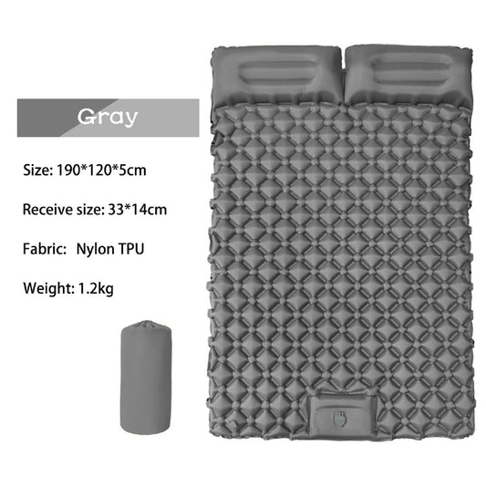 Ultralight 2 Person Inflatable Camping Sleeping Mat with Built-in Foot Pump and Pillow ECOTREK
