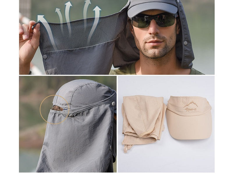 DARK GREY Sun Hat Wide Brim Bucket Hats Outdoor Fishing Hiking Cap UV Protection dealonline.co.nz