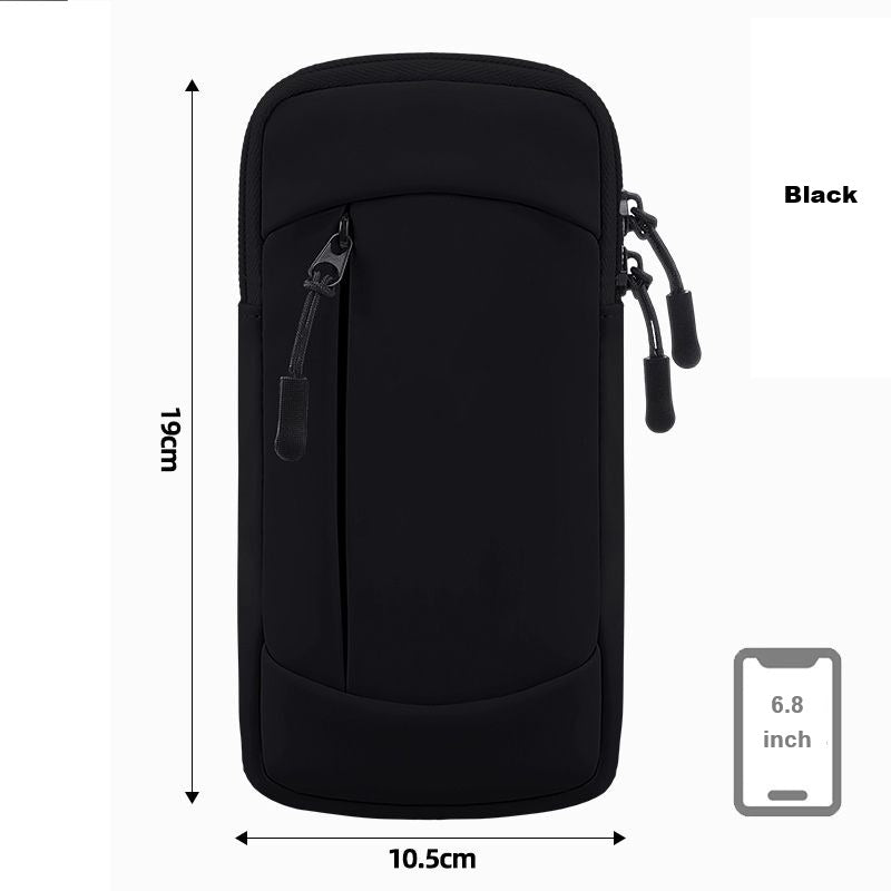 Waterproof Running Armband Phone Holder – 2 Pocket Sports Wrist Wallet for Gym & Outdoor Exercise (Fits up to 6.8” phone) ECOTREK