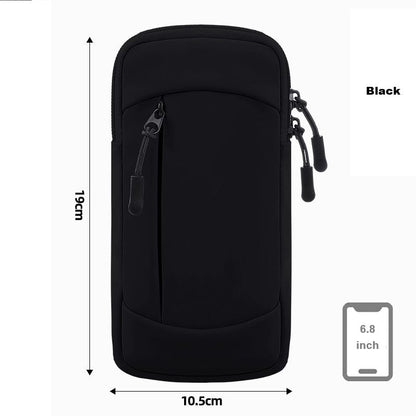 Waterproof Running Armband Phone Holder – 2 Pocket Sports Wrist Wallet for Gym & Outdoor Exercise (Fits up to 6.8” phone) ECOTREK