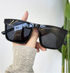 ECOTREK Black Retro Square Sunglasses – Lightweight UV380 Fashion Shades for Men & Women