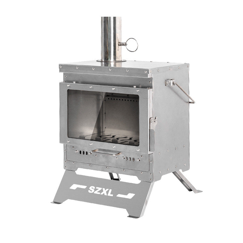 Wood Burning Stove – Outdoor Winter Heating Stove with Fire Viewing Glass ECOTREK
