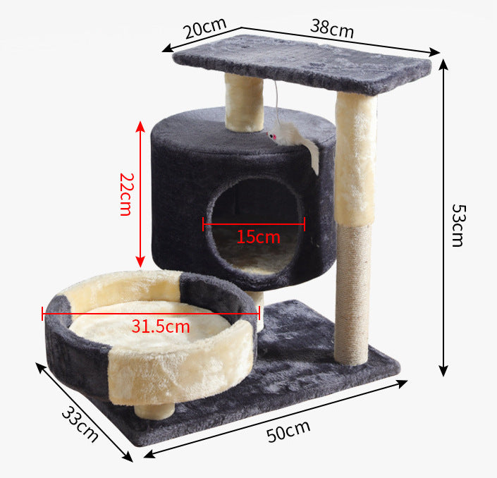 Cat Tree Scratching Post with house & mouse 53cm dealonline.co.nz