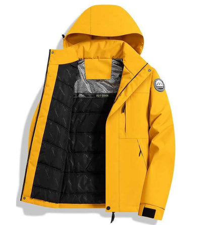 Thickened Lined Heated Jacket Waterproof Yellow