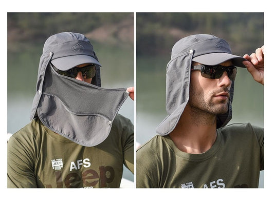 DARK GREY Sun Hat Wide Brim Bucket Hats Outdoor Fishing Hiking Cap UV Protection dealonline.co.nz