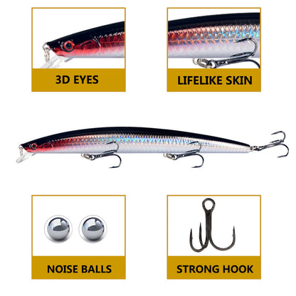 10pcs/p Large Fishing Lures 18cm Hard Bait Lures with Treble Hook Lifelike dealonline.co.nz