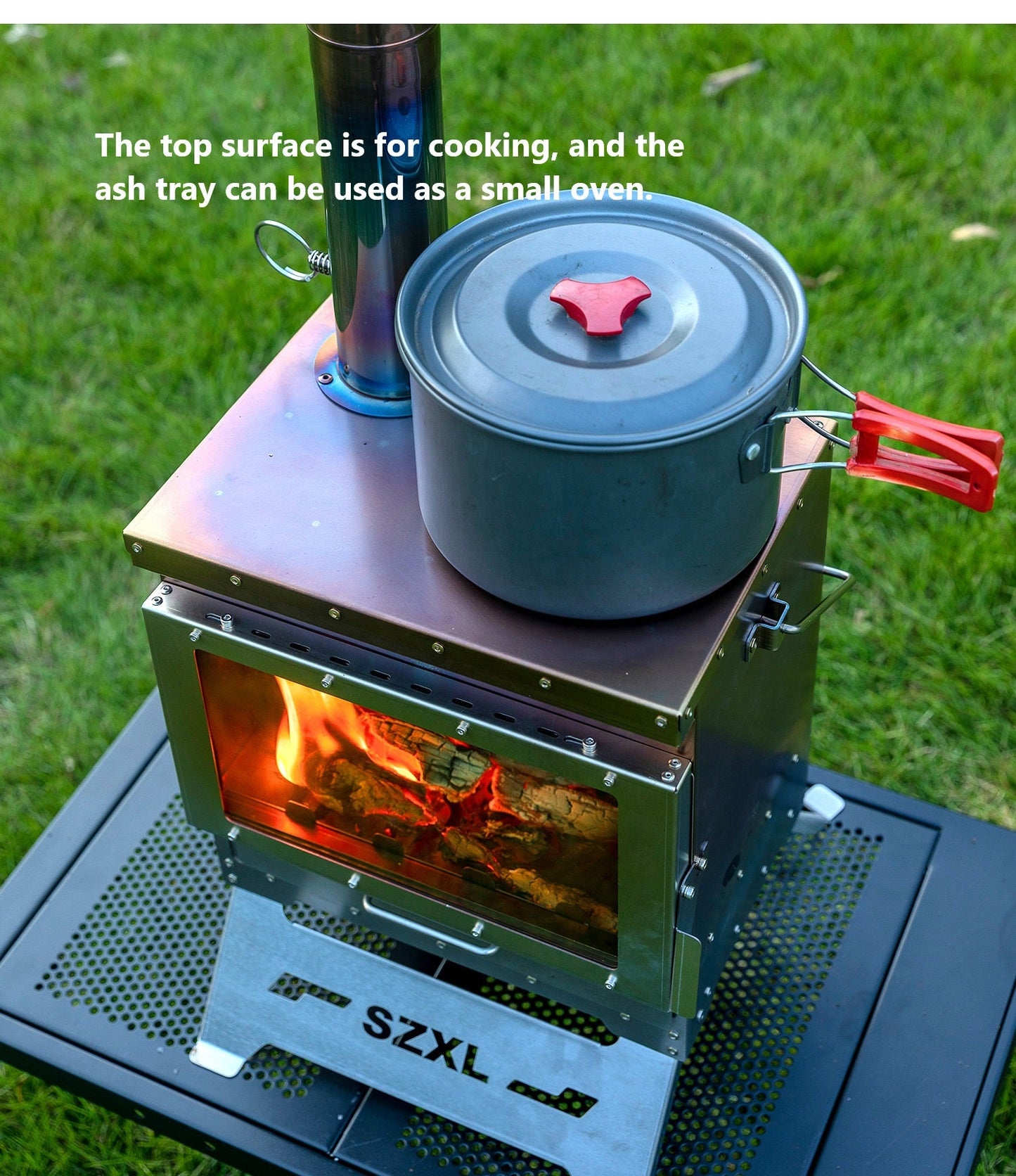 Wood Burning Stove – Outdoor Winter Heating Stove with Fire Viewing Glass ECOTREK