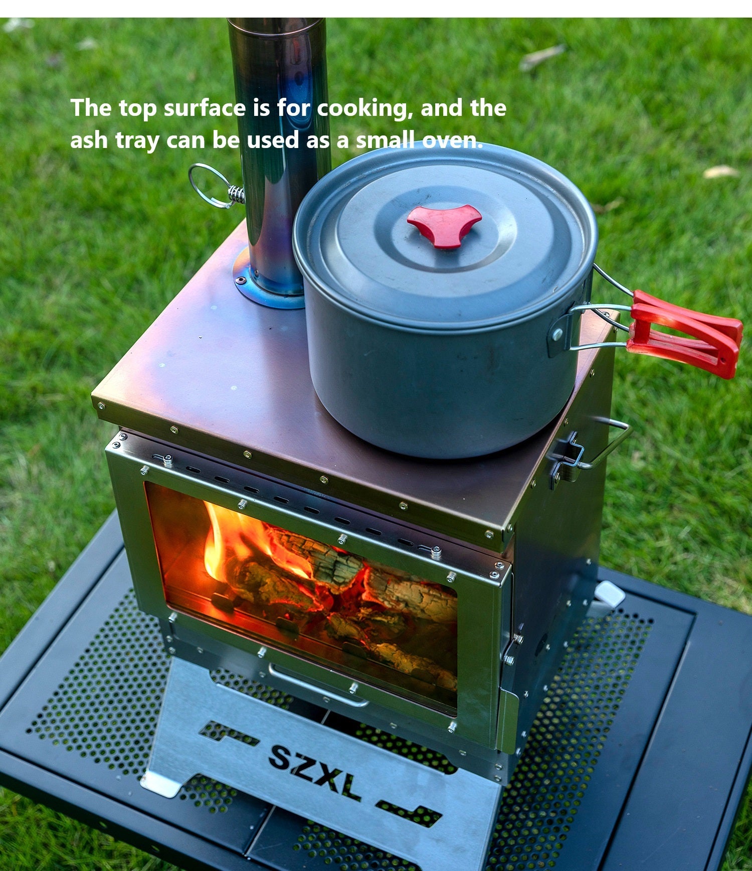 Wood Burning Stove – Outdoor Winter Heating Stove with Fire Viewing Glass ECOTREK