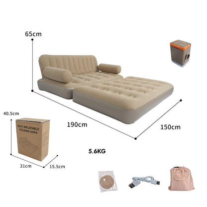 2-in-1 Inflatable Sofa Bed – Double Air Couch with High Backrest and Built-in Pump ECOTREK