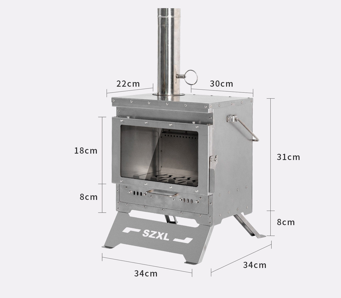 Wood Burning Stove – Outdoor Winter Heating Stove with Fire Viewing Glass ECOTREK