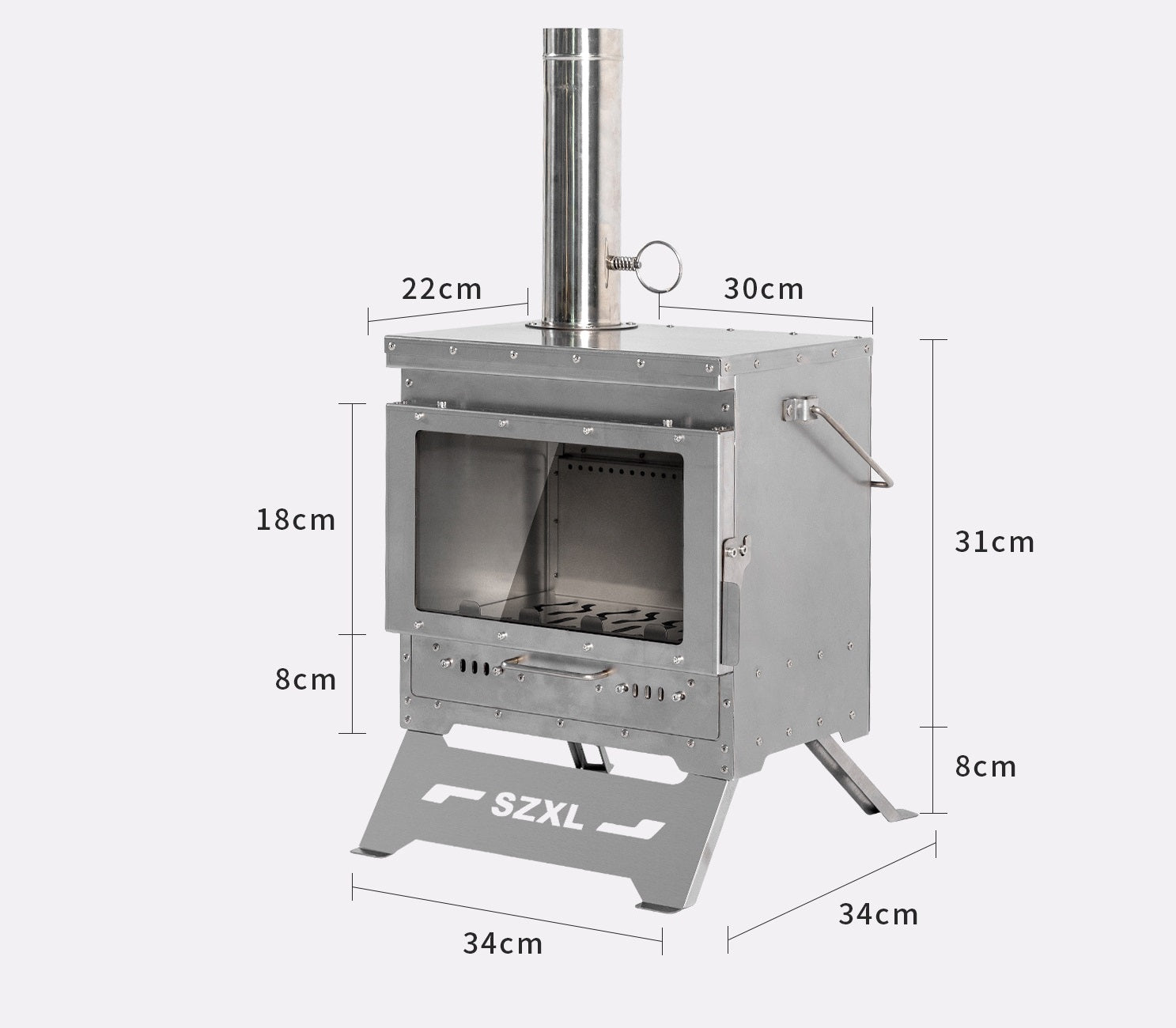 Wood Burning Stove – Outdoor Winter Heating Stove with Fire Viewing Glass ECOTREK