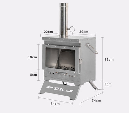 Wood Burning Stove – Outdoor Winter Heating Stove with Fire Viewing Glass ECOTREK