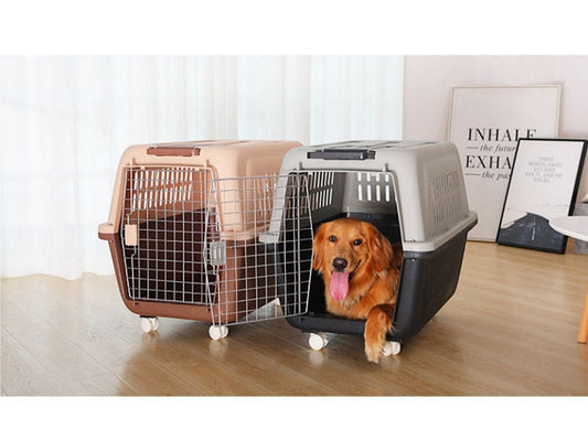 PP50 81cm - Wheeled Plastic Airline Travel Cage/Carrier/Crate with Bowl dealonline.co.nz