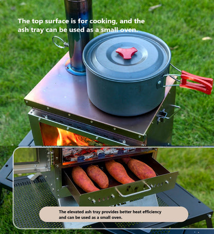 Wood Burning Stove – Outdoor Winter Heating Stove with Fire Viewing Glass ECOTREK
