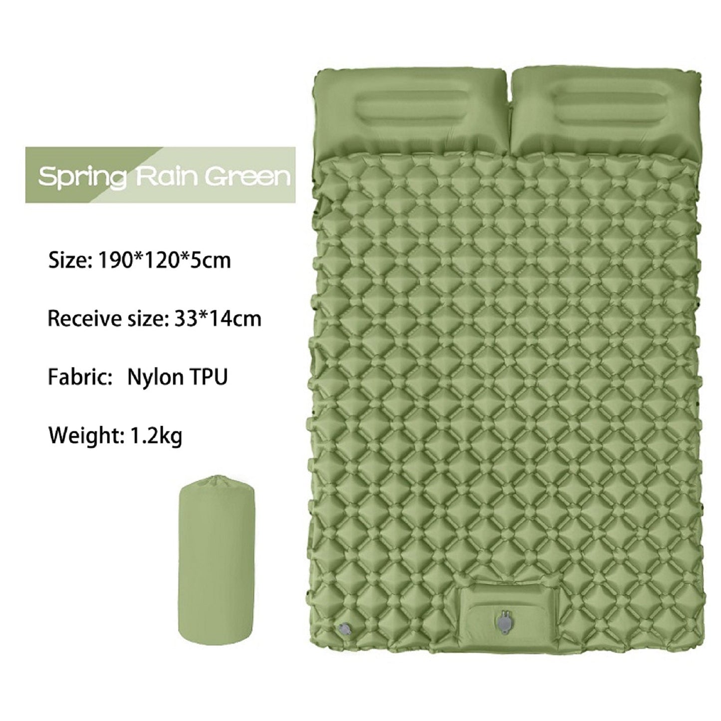 Ultralight 2 Person Inflatable Camping Sleeping Mat with Built-in Foot Pump and Pillow ECOTREK