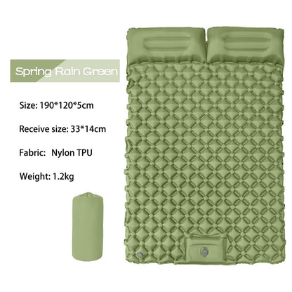 Ultralight 2 Person Inflatable Camping Sleeping Mat with Built-in Foot Pump and Pillow ECOTREK
