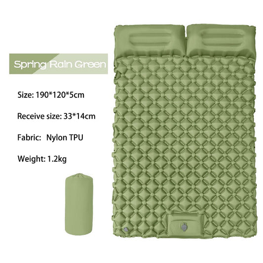 Ultralight 2 Person Inflatable Camping Sleeping Mat with Built-in Foot Pump and Pillow ECOTREK