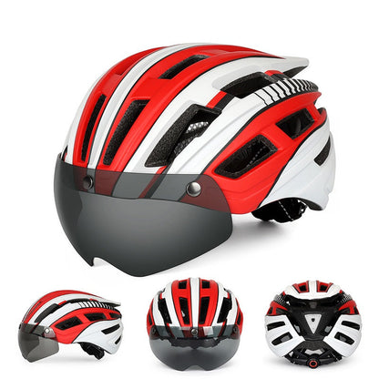 HT-22 Adult Bike Helmet – Lightweight Cycling Helmet with Magnetic Goggles & LED Tail Light HT43204