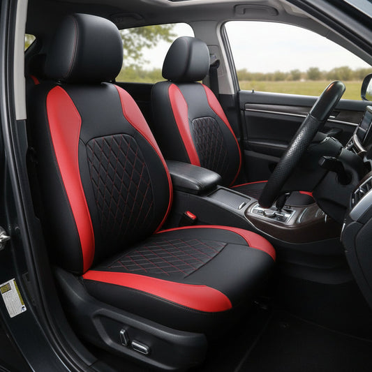 Universal Fit Faux Leather Full Set Black Automotive Seat Covers fits dealonline.co.nz