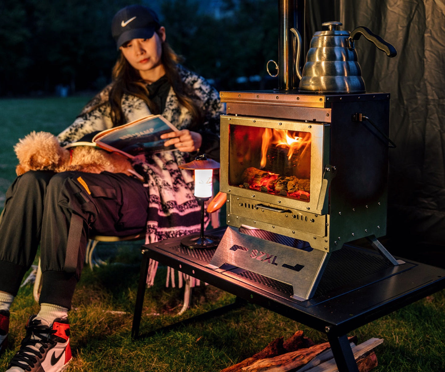 Wood Burning Stove – Outdoor Winter Heating Stove with Fire Viewing Glass ECOTREK