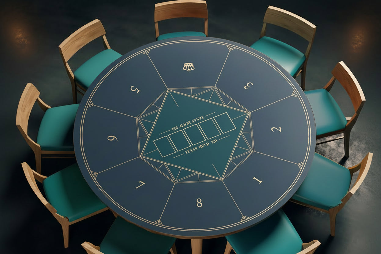 Poker Table Mat 8 Players Texas Hold'em Poker Mat 120cm Round Anti-Slip Rubber dealonline.co.nz