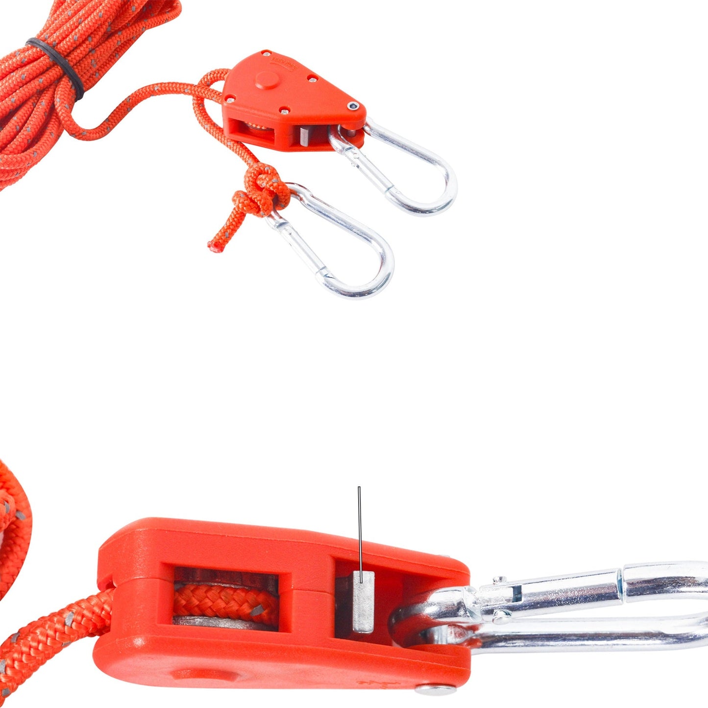 ECOTREK Reflective Ratchet Guy Ropes – Adjustable Tent Tie Down Ropes with Pulley JP5687
