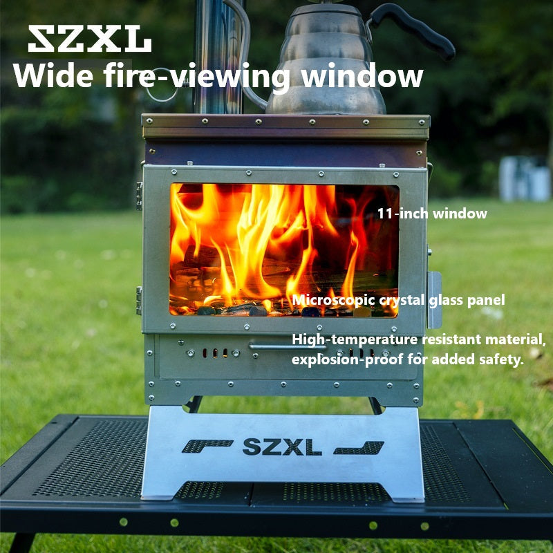 Wood Burning Stove – Outdoor Winter Heating Stove with Fire Viewing Glass ECOTREK