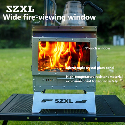 Wood Burning Stove – Outdoor Winter Heating Stove with Fire Viewing Glass ECOTREK