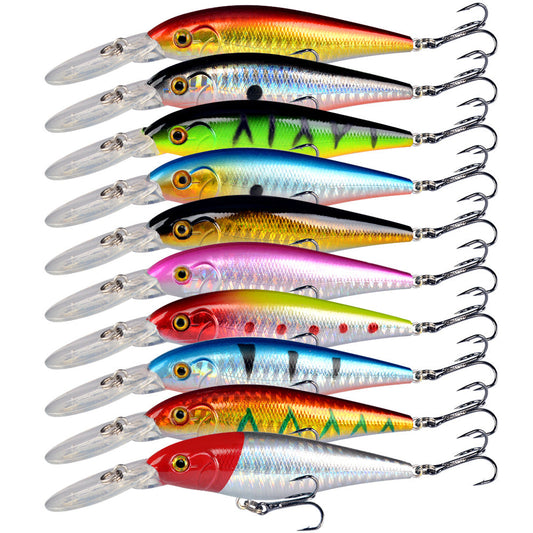 10 Pack Fishing Lures Hard Baits, 3D Eyes Minnow Fishing Lures 11cm 10.5g dealonline.co.nz