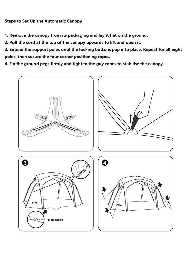 Quick Setup Automatic Dome Canopy with UV Protection (PU3000+) ECOTREK