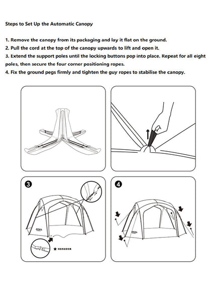 Quick Setup Automatic Dome Canopy with UV Protection (PU3000+) ECOTREK