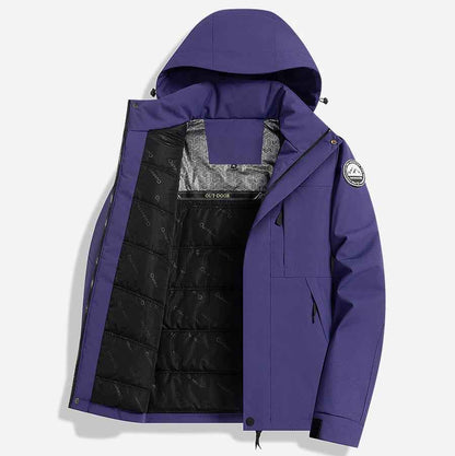 Thickened Lined Heated Jacket Waterproof Purple