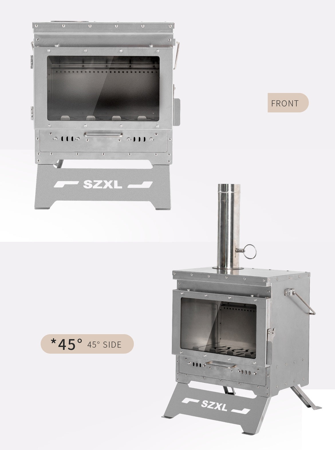 Wood Burning Stove – Outdoor Winter Heating Stove with Fire Viewing Glass ECOTREK