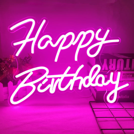 Neon Sign LED Tube Handmade Visual Bar Pub Club Wall Decor 'HAPPY BIRTHDAY' dealonline.co.nz