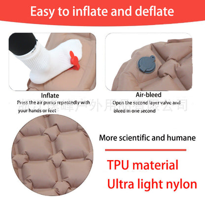 Ultralight 2 Person Inflatable Camping Sleeping Mat with Built-in Foot Pump and Pillow ECOTREK