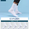 12 Pairs White Socks Business Socks Crew Socks Dress Socks Men's - SIZE7-10
