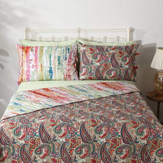 PERCALE REVERSIBLE QUILT SET - PAISLEY ROMANCE Whites of London NZ