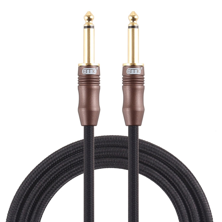 EMK 6.35mm Male to Male 3 Section Gold-plated Plug Cotton Braided Audio Cable for Guitar Amplifier Mixer, Length: 1.5m