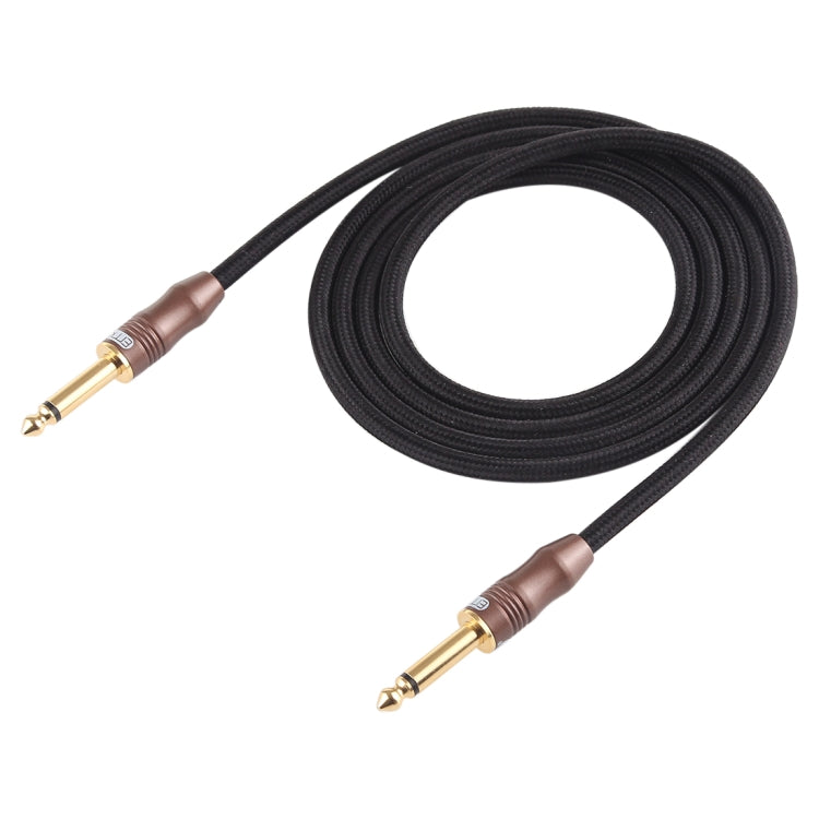 EMK 6.35mm Male to Male 3 Section Gold-plated Plug Cotton Braided Audio Cable for Guitar Amplifier Mixer, Length: 1.5m