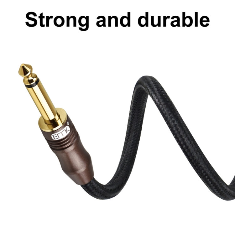 EMK 6.35mm Male to Male 3 Section Gold-plated Plug Cotton Braided Audio Cable for Guitar Amplifier Mixer, Length: 1.5m