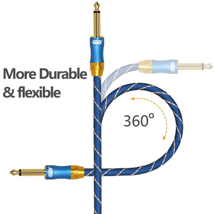 EMK 6.35mm Male to Male 3 Section Gold-plated Plug Grid Nylon Braided Audio Cable for Speaker Amplifier Mixer, Length: 1.5m