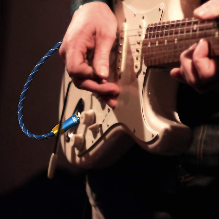 EMK 6.35mm Male to Male 3 Section Gold-plated Plug Grid Nylon Braided Audio Cable for Speaker Amplifier Mixer, Length: 1.5m