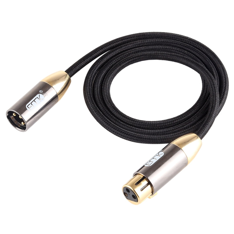 EMK XLR Male to Female Gold-plated Plug Cotton Braided Cannon Audio Cable for XLR Jack Devices, Length: 1m
