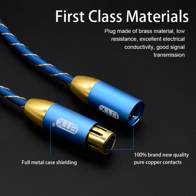 EMK XLR Male to Female Gold-plated Plug Grid Nylon Braided Cannon Audio Cable for XLR Jack Devices, Length: 2m